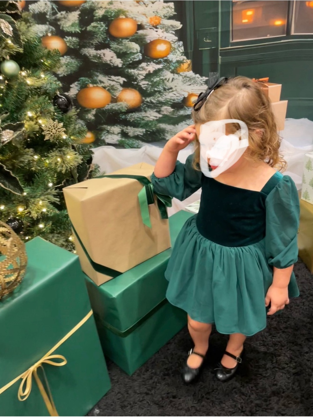 Holly & Bloom Girls Boutique Emerald Green Velvet & Chiffon Party Dress Holiday